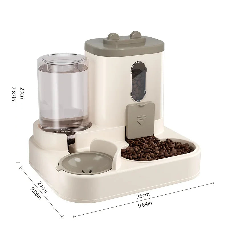 2-in-1 Cat Food & Water Dispenser – Automatic Feeder with Fresh Water Fountain for Cats & Small Pets