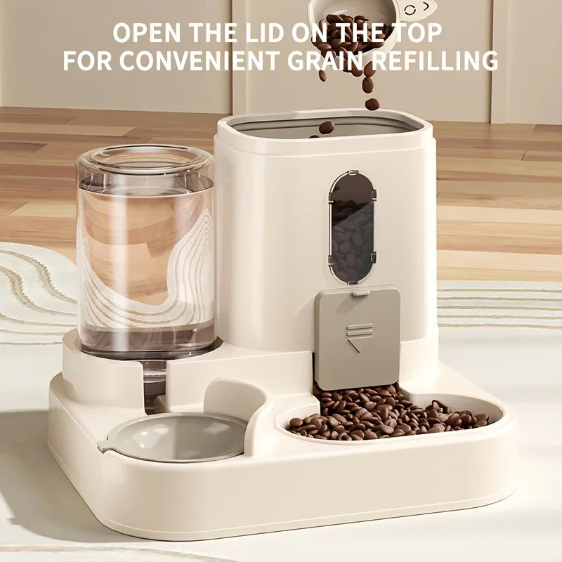 2-in-1 Cat Food & Water Dispenser – Automatic Feeder with Fresh Water Fountain for Cats & Small Pets