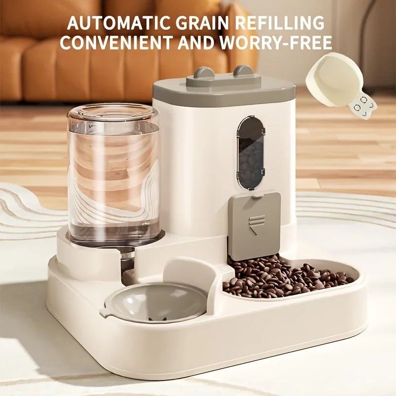 2-in-1 Cat Food & Water Dispenser – Automatic Feeder with Fresh Water Fountain for Cats & Small Pets