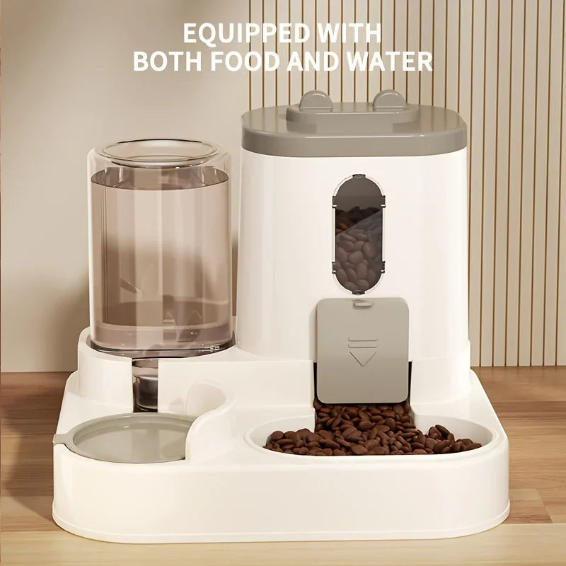 2-in-1 Cat Food & Water Dispenser – Automatic Feeder with Fresh Water Fountain for Cats & Small Pets